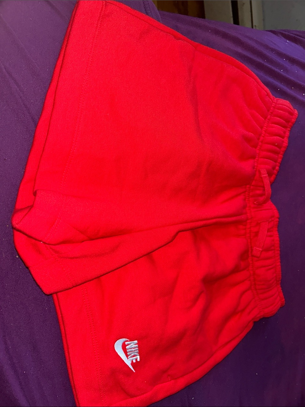 Nike Red Girls' Athletic Shorts with White Swoosh